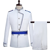 abordables Tenues-Manteau Pantalon Rétro Vintage Médiéval Manteau Pantalon Tenues Prince Aristocrate Couleur Unie Combinaison / Tailleur-Pantalon Déguisement Homme Soirée Jubilé de platine de la reine 2022 Elizabeth