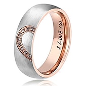 preiswerte Herrenschmuck &amp; Halsketten &amp; Ringe-Herren Damen 2St Manschettenknöpfe Eheringe Bandring Verlobungsring Hochzeit Party zweifarbig damas Einfach Silber