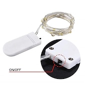abordables Alimentación por batería-Guirnalda de luces LED de 2m, 20led, alambre de cobre, luces para decoración de boda, árbol de Navidad, fiesta de boda, botón de regalo, batería