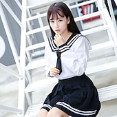 levne Anime kostýmy-Kostýmová hra Školky Anime Cosplay obleky Školní uniformy Sukně Vrchní deska Mašle Pro Dámské