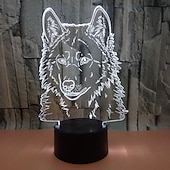 cheap 3D Night Lights-Animals Wolf 3D Night Light Touch Control Desk Lamps 7 Color Changing Table Lights with Acrylic Flat ABS Base &amp; USB Charger