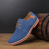 cheap Semi-Formal-Men&#039;s Green Suede Lace-Up Oxford Shoes with Tan Accents, Stylish Casual Dress Shoes for Office and Formal Events