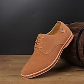 cheap Semi-Formal-Men&#039;s Green Suede Lace-Up Oxford Shoes with Tan Accents, Stylish Casual Dress Shoes for Office and Formal Events