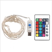 Χαμηλού Κόστους Τροφοδότηση με USB-5m Φώτα σε Κορδόνι Τηλεχειριστήρια 50 LEDs 1 24Keys Τηλεχειριστήριο 1set Πολύχρωμα Μπορεί να κοπεί USB Πάρτι 5 V