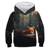 economico Animali 3D per Ragazzo-Da ragazzo 3D Animali Volpe Felpa con cappuccio Manica lunga Stampa 3D Primavera Autunno Attivo stile sveglio Streetwear Bambino 3-12 anni Giornaliero