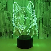 cheap 3D Night Lights-Animals Wolf 3D Night Light Touch Control Desk Lamps 7 Color Changing Table Lights with Acrylic Flat ABS Base &amp; USB Charger
