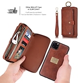 abordables Carcasas iPhone-teléfono Funda Para iPhone 16 iPhone 15 Pro Max Plus iPhone 14 13 12 11 Pro Max Mini X XR XS Max 8 7 Plus Tarjetas billetera Desmontable Magnética Protector de cuerpo completo Retro piel genuina