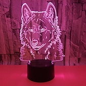 cheap 3D Night Lights-Animals Wolf 3D Night Light Touch Control Desk Lamps 7 Color Changing Table Lights with Acrylic Flat ABS Base &amp; USB Charger