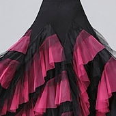 cheap Ballroom Dancewear-Ballroom Dance Skirts Cascading Ruffles Split Joint Women&#039;s Training Performance Natural Mesh Chiffon Milk Fiber
