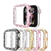 رخيصةأون جراب ساعة ذكية-مشاهدة حالة متوافق مع Apple Watch Series 8 7 41mm 45mm / Series 6 5 4 SE 40mm 44mm / Series 3 2 1 38mm 42mm مقاومة للخدش بلينغ الماس مكتشف الغبار الكمبيوتر الشخصي ووتش غطاء