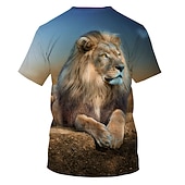  Voor heren Grafisch dier Leeuw 3D Overhemd T-shirt T-shirts Korte mouw T-shirt 3D-afdrukken Ronde hals Overhemd Vintage Rots Dagelijks Feestdagen Zwart Geel Bruin Zomer Kleding S M L XL 2XL 3XL 4XL