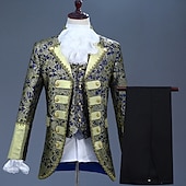 levne oblečení-Retro Středověké Kabát Korzet Kalhoty Princ Aristokrat Tisk Kalhoty Pánské Vánoce Karneval Nový rok Párty Queen&#039;s Platinum Jubilee 2022 Alžběta 70 let Dospělé Kabát Vesta Kalhoty Celý rok