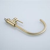 cheap Rotatable-Kitchen Sink Mixer Faucet Brushed Gold Deck Mounted , 360 Swivel Single Handle Vessel Kitchen Brass Taps with Cold and Hot Water Hose