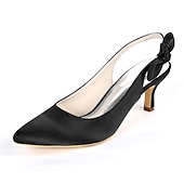 abordables Officiel-Escarpins blancs à bout pointu et bride arrière avec nœud papillon pour femme - chaussures de mariée et de mariage élégantes