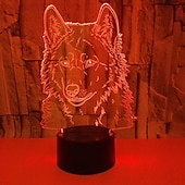 cheap 3D Night Lights-Animals Wolf 3D Night Light Touch Control Desk Lamps 7 Color Changing Table Lights with Acrylic Flat ABS Base &amp; USB Charger