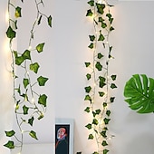 tanie Łańcuchy świetlne baterii-Eleganckie przyjęcie weselne sztuczne rośliny led sznur świetlny 2m 1/3/6 sztuk pnącze zielone liście dom wesele zewnętrzny bluszcz dekoracja lampa diy wiszący ogród patio podwórko (bez baterii)