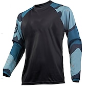 ieftine Tricouri pentru bărbați-Bărbați Jersey de ciclism Downhill Jersey Jachetă Dirt Bike Manșon Lung Ciclism montan Ciclism stradal Iarnă Negru / Portocaliu Negru + violet închis Negru Geometică Bicicletă Jerseu Termic cald