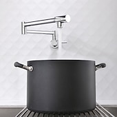 preiswerte Faltbar-Küchenarmatur, an der Wand montierter Topffüller, zwei Griffe, ein Loch, verchromt / ölgeriebene Bronze / Nickel, gebürsteter, faltbarer Topffüller, an der Wand montierte, moderne Küchenarmaturen,