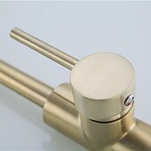 cheap Rotatable-Kitchen Sink Mixer Faucet Brushed Gold Deck Mounted , 360 Swivel Single Handle Vessel Kitchen Brass Taps with Cold and Hot Water Hose