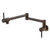 preiswerte Faltbar-Küchenarmatur, an der Wand montierter Topffüller, zwei Griffe, ein Loch, verchromt / ölgeriebene Bronze / Nickel, gebürsteter, faltbarer Topffüller, an der Wand montierte, moderne Küchenarmaturen,