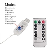 cheap Plug String Lights-10M 100 LEDs Waterproof String Lights with Remote Control, RGB &amp; Warm White Configurable Plugs, USB Powered Party Night Light for Christmas Decorations