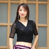 cheap Belly Dancewear-Belly Dance Top Ruching Split Joint Women&#039;s Performance Terylene