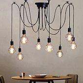 abordables Éclairages grappe-8 lumières 120CM Style de bougie Lustre Métal Finitions Peintes 110-120V 220-240V