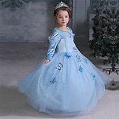 billige Jentekostymer-Askepott Eventyr Prinsesse Kjoler Blomsterpikekjole Jul A-linje Merke feriekjole Film-Cosplay for Jente Barne Bryllup Bryllupsgjest