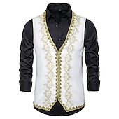 preiswerte Men&#039;s Vest-Herren Weste Weihnachten Hochzeitsfeier Neujahr Mittelalterliche Renaissance Sommer Frühling Vintage-Stil Stickerei Polyester Cosplay Farbblock V Ausschnitt Dünn Schwarz Weiß Rote Weste