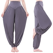 voordelige wijde pijpen en hoge taille-dames harembroek ademend sneldrogend vochtafvoerend zumba buikdans yoga bloeiers bodems licht paars wit zwart modal spandex plus size sport activewear hoge elasticiteit losse pasvorm