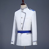 abordables Tenues-Manteau Pantalon Rétro Vintage Médiéval Manteau Pantalon Tenues Prince Aristocrate Couleur Unie Combinaison / Tailleur-Pantalon Déguisement Homme Soirée Jubilé de platine de la reine 2022 Elizabeth
