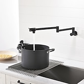 preiswerte Faltbar-Küchenarmatur, an der Wand montierter Topffüller, zwei Griffe, ein Loch, verchromt / ölgeriebene Bronze / Nickel, gebürsteter, faltbarer Topffüller, an der Wand montierte, moderne Küchenarmaturen,