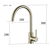 cheap Rotatable-Kitchen Sink Mixer Faucet Brushed Gold Deck Mounted , 360 Swivel Single Handle Vessel Kitchen Brass Taps with Cold and Hot Water Hose