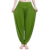 voordelige wijde pijpen en hoge taille-dames harembroek ademend sneldrogend vochtafvoerend zumba buikdans yoga bloeiers bodems licht paars wit zwart modal spandex plus size sport activewear hoge elasticiteit losse pasvorm