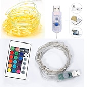 Χαμηλού Κόστους Τροφοδότηση με USB-5m Φώτα σε Κορδόνι Τηλεχειριστήρια 50 LEDs 1 24Keys Τηλεχειριστήριο 1set Πολύχρωμα Μπορεί να κοπεί USB Πάρτι 5 V