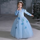 billige Jentekostymer-Askepott Eventyr Prinsesse Kjoler Blomsterpikekjole Jul A-linje Merke feriekjole Film-Cosplay for Jente Barne Bryllup Bryllupsgjest
