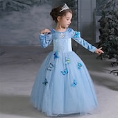 billige Jentekostymer-Askepott Eventyr Prinsesse Kjoler Blomsterpikekjole Jul A-linje Merke feriekjole Film-Cosplay for Jente Barne Bryllup Bryllupsgjest