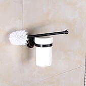 levne Držáky na záchodovou štětku-WC kartáč s držákem, starožitný mosazný nástěnný pogumovaný kartáč na WC mísu a držák do koupelny