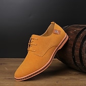 cheap Semi-Formal-Men&#039;s Green Suede Lace-Up Oxford Shoes with Tan Accents, Stylish Casual Dress Shoes for Office and Formal Events