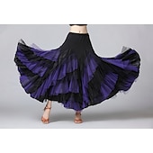 cheap Ballroom Dancewear-Ballroom Dance Skirts Cascading Ruffles Split Joint Women&#039;s Training Performance Natural Mesh Chiffon Milk Fiber
