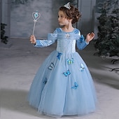 billige Jentekostymer-Askepott Eventyr Prinsesse Kjoler Blomsterpikekjole Jul A-linje Merke feriekjole Film-Cosplay for Jente Barne Bryllup Bryllupsgjest