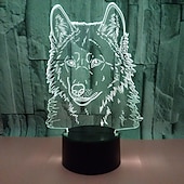cheap 3D Night Lights-Animals Wolf 3D Night Light Touch Control Desk Lamps 7 Color Changing Table Lights with Acrylic Flat ABS Base &amp; USB Charger