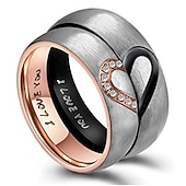preiswerte Herrenschmuck &amp; Halsketten &amp; Ringe-Herren Damen 2St Manschettenknöpfe Eheringe Bandring Verlobungsring Hochzeit Party zweifarbig damas Einfach Silber