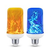 baratos Lâmpadas LED em Forma de Espiga-Lâmpada de efeito de chama led luzes de férias 4 modos luz azul amarela 6w e27 e26 base halloween natal decoração de casa luzes de decoração de jardim ac 85-265v