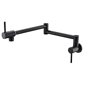 preiswerte Faltbar-Küchenarmatur, an der Wand montierter Topffüller, zwei Griffe, ein Loch, verchromt / ölgeriebene Bronze / Nickel, gebürsteter, faltbarer Topffüller, an der Wand montierte, moderne Küchenarmaturen,