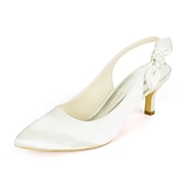 abordables Officiel-Escarpins blancs à bout pointu et bride arrière avec nœud papillon pour femme - chaussures de mariée et de mariage élégantes