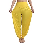 voordelige wijde pijpen en hoge taille-dames harembroek ademend sneldrogend vochtafvoerend zumba buikdans yoga bloeiers bodems licht paars wit zwart modal spandex plus size sport activewear hoge elasticiteit losse pasvorm