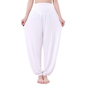 voordelige wijde pijpen en hoge taille-dames harembroek ademend sneldrogend vochtafvoerend zumba buikdans yoga bloeiers bodems licht paars wit zwart modal spandex plus size sport activewear hoge elasticiteit losse pasvorm