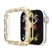 رخيصةأون جراب ساعة ذكية-مشاهدة حالة متوافق مع Apple Watch Series 8 7 41mm 45mm / Series 6 5 4 SE 40mm 44mm / Series 3 2 1 38mm 42mm مقاومة للخدش بلينغ الماس مكتشف الغبار الكمبيوتر الشخصي ووتش غطاء