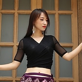 cheap Belly Dancewear-Belly Dance Top Ruching Split Joint Women&#039;s Performance Terylene